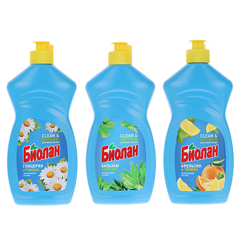 Средство для мытья посуды БИОЛАН, 3 вида, п/б, 450г