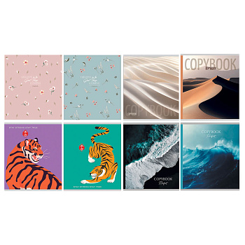 Тетрадь 48 л., А5, в клетку, БЕЛЫЕ ЛИСТЫ, обложка картон, скрепка, микротекстурирование