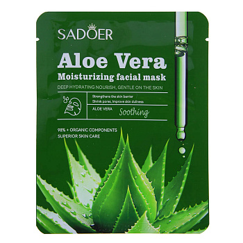 SADOER Маска тканевая успокаивающая, 25 гр, алоэ