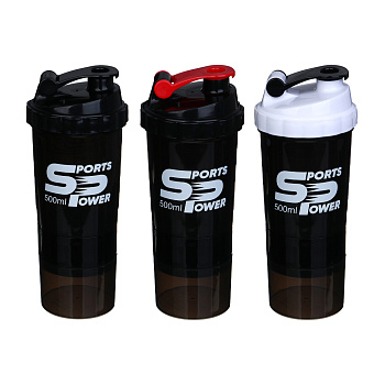 SILAPRO Спортивный шейкер 3 в 1  (пружина-венчик, два контейнера), 500мл, 25x9см, полипропилен