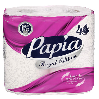 Туалетная бумага PAPIA ROYAL EDITION 4 слоя, 4шт