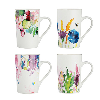 MILLIMI Акварель Кружка 380мл, фарфор, 4 дизайна