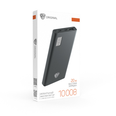 Аккумулятор мобильный BY Voyager, 10000 мАч, 1xUSB-A, 2xUSB-C, 20W, 3A, металл, серый
