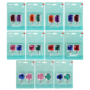 VETTA Крючки самоклеящиеся, "Кристалл", 2шт, пластик, металл