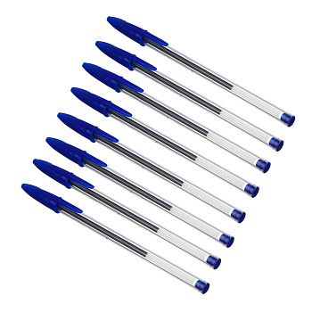 Набор ручек шариковых 8 штук, синие, наконечник 1,0 мм