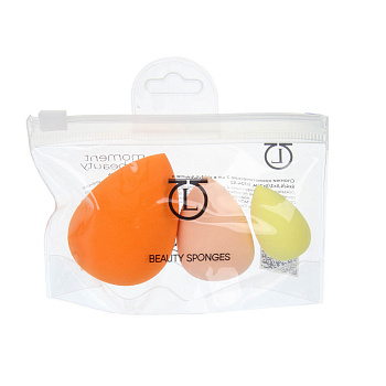 Спонжи косметические 3 шт в zip-пакете тм ЮНИLOOK , полиуретан, 6х4/4,5х3/3х2см, ВЗ24-52