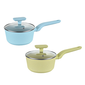 Ковш тм SATOSHI Орра, 1,3л, d16см, с крышкой, антипригарное покрытие мрамор, индукция, 2 цвета