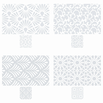 Набор термосалфеток 8шт (4шт 42x28см + 4шт 9x9см), &quot;Барокко&quot; белый принт, 4 дизайна