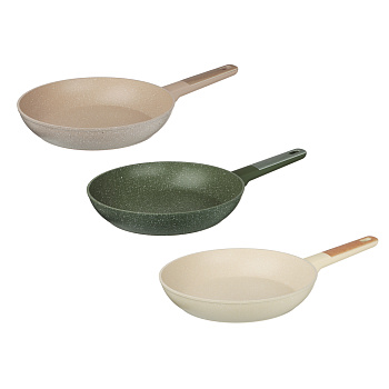 SATOSHI Кантри Сковорода литая d26см, антипригарное покрытие мрамор, индукция, 3 цвета