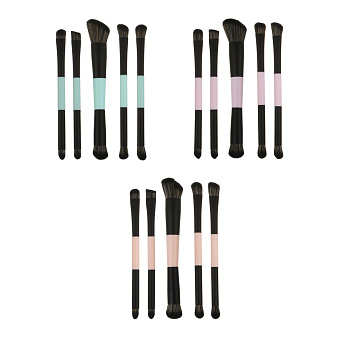 Набор кистей для визажа тм ЮНИLOOK 2-х сторонние 5 шт, пластик, металл, нейлон, 3 цвета, подар.уп.