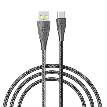 Кабель для зарядки USB(A)-Type C BY Nylon Pro, 18Вт, 1 м, 3A, нейлон, черный