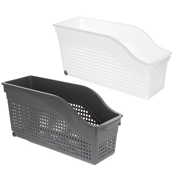 Контейнер Лофт хозяйственный на колесах узкий 355х130х170 мм белый, серый