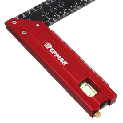 Угольник разметочный 40см тм ЕРМАК, с отверстиями для разметки(интервал 5мм) и пузырьковым уровнем