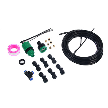 Система распыления воды тм LEBEN, 6м, 6 распыл., хомуты, ФУМ лента, переходники 1/2", шланг