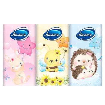 Платочки бумажные Лилия, 2 слоя, 10шт