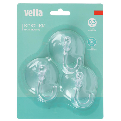 VETTA Набор крючков на присоске, прозрачные, 3шт, WF-058