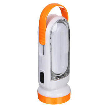 Фонарь 2-в-1 тм ЕРМАК, аккумуляторный, 17+0,5Вт LED, шнур 220В, солнечн.батарея, пластик, 14,5x5,5см