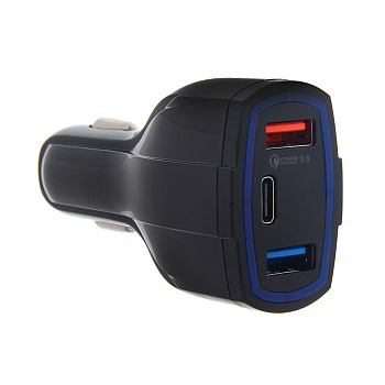 ЕРМАК Устройство зарядное автомобильное,быстрая зарядка, 2xUSB,TYPE-C, 7A, 12/24В, пластик