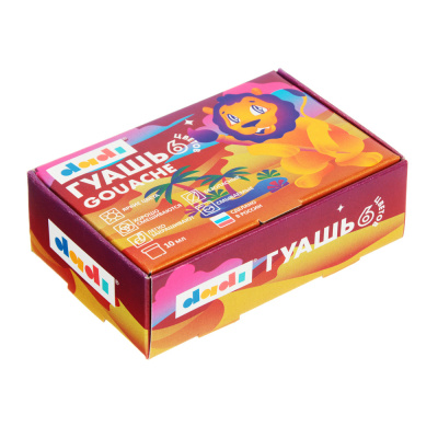 Гуашь 6цв., объем баночки 10мл