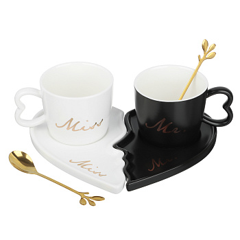 Чайный набор 4пр. 180мл, тм MILLIMI Сердце, фарфор, металл