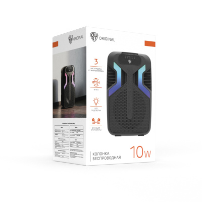 Колонка беспроводная BY VibeGo, 10Вт, светомузыка, 1500мАч, USB, ВШГ36x24x20см, чёрный