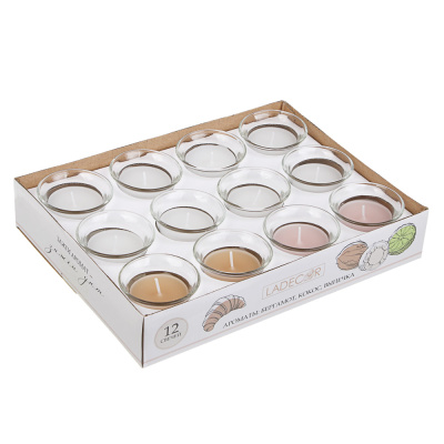 LADECOR Свеча в стеклянном подсвечнике, парафин, 6,2x4,5 см, 3 цвета