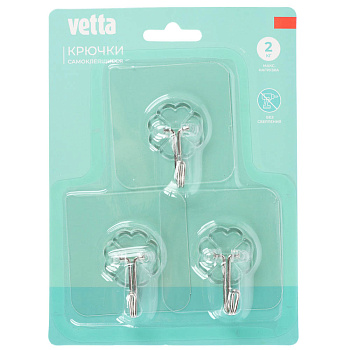 Крючки самоклеящиеся тм VETTA, 6х6см, ПВХ, 3шт