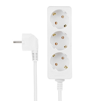 FORZA Удлинитель 3 гнезда, 2м, с зазем, евро, 16A, макс. мощность 3500Вт