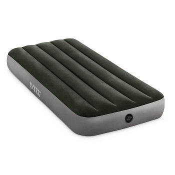 INTEX Матрас надувной DOWNY AIRBED, встроенный ножной насос, 191x76x25см, до 136кг, 64760