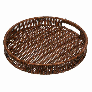 Поднос сервировочный с ручками плетенный, ПВХ, тм Satoshi, 30x30x4см