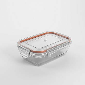 Контейнер пищевой герметичный с защелками 0,47л, прямоугольный конусный, пластик