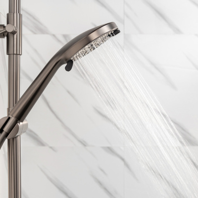 RAIN Душевая система со смесителем для душа, тропич. душ, руч. лейка 5 реж., латунь, графит