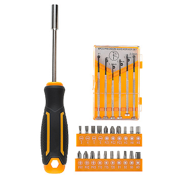 РОКОТ Набор из 27ми предметов, отвертка под биты, 20 бит, 6 отверток для точных работ