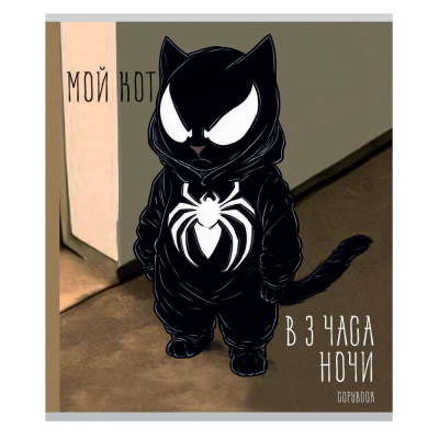 Тетрадь 48 л., А5, в клетку, БЕЛЫЕ ЛИСТЫ, обложка картон, скрепка, ВД-лак