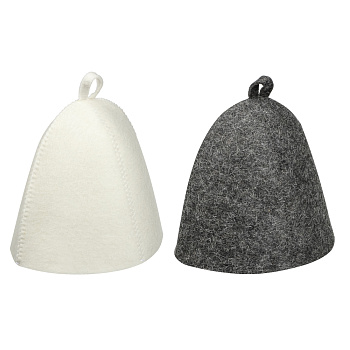 Шапка банная без вышивки Амонд (эконом), войлок белый/серый