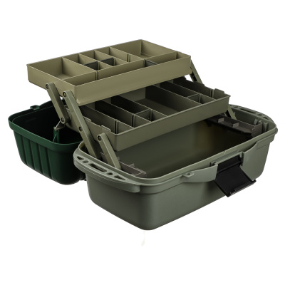 AZOR FISHING Ящик рыболова двухполочный, 40x19,5x21см, пластик, зеленый (MB-PL-07_1 )