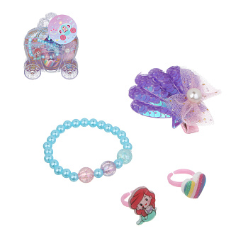 ИГРОЛЕНД Набор бижутерии в шкатулке "Карета" 4 пред., 9,5х3х12 см, пластик, металл, текстиль