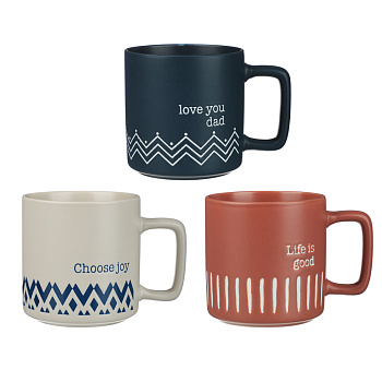 Кружка тм MILLIMI Графика, 350мл, фарфор, 3 дизайна