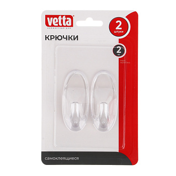 Крючки самоклеящиеся тм VETTA, прозрачные PS, 2шт