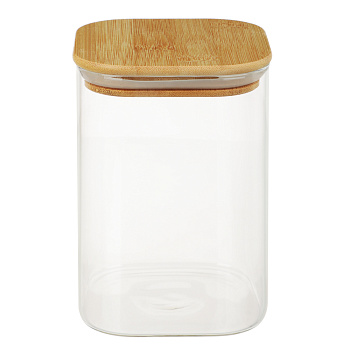 VETTA ЭКО Вуд Банка для хранения 1000мл, 14,5х10х10см, стекло, бамбук
