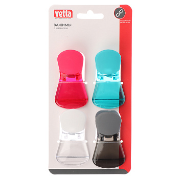 Набор зажимов с магнитом тм VETTA, 7х4х3см, полипропилен, полистирол, магнит, 4шт