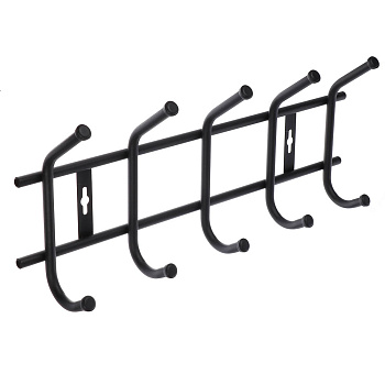 Вешалка настенная, 5 крючков металл, цвет матовый черный