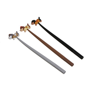 Ручка гелевая черная 0,5мм, гибкий корпус с фигуркой "Хот-Дог", 3 дизайна, шоу-бокс