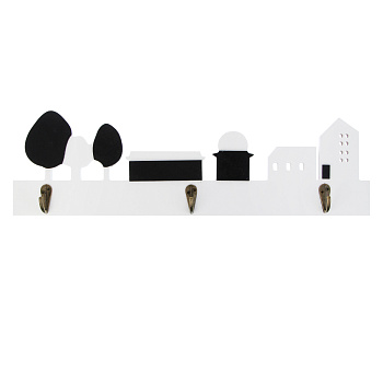 Ключница открытого типа, 3 крючка, 42x12см, МДФ, металл