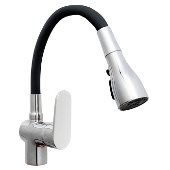 RAIN Смеситель для кухни Веста, силиконовый излив, 3 режима, картридж 40мм, латунь, черный/хром