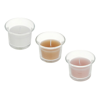 LADECOR Свеча в стеклянном подсвечнике, парафин, 6,2x4,5 см, 3 цвета