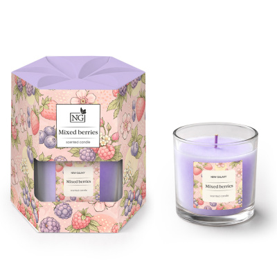 Свеча ароматизированная тм NEW GALAXY 45г., pure cotton , vanilla coconut,mixed berries,Pink flowers