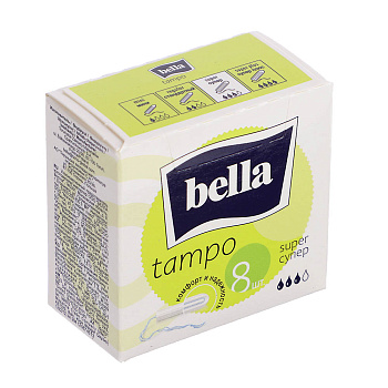 Тампоны женские гигиенические Bella tampo super, 3 капли, 8шт