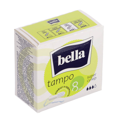 Тампоны женские гигиенические Bella tampo super, 3 капли, 8шт