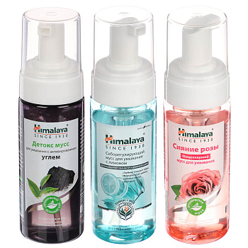 Детокс Мусс для умывания Himalaya с актив. углём/Сияние розы/с лимоном, 150мл